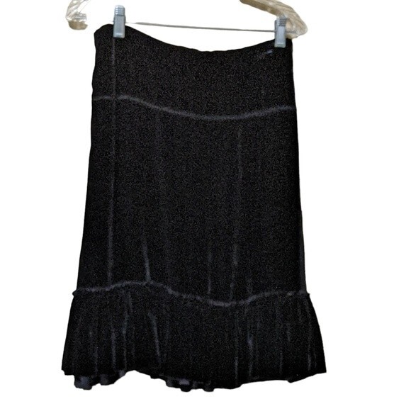 Joie ruffle bottom black velvet drawl skirt size Medium - Picture 2 of 10
